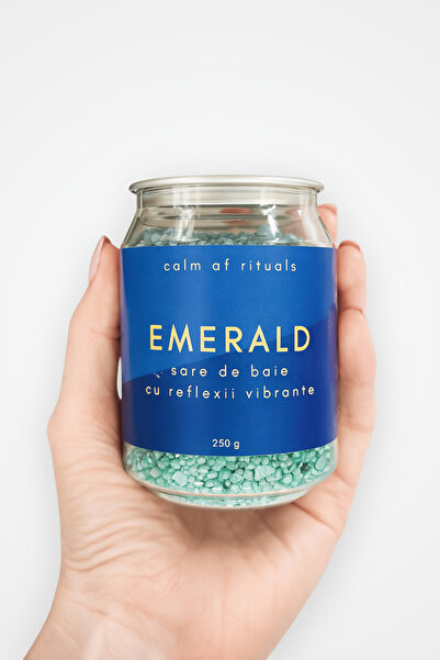 Calm AF Rituals Sare de Baie in Doza "Emerald" cu Efect Sidefat Stralucitor, Miros de Brad, 250g