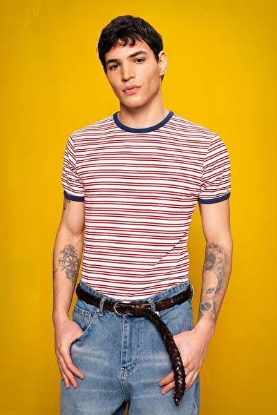 Hiccup Tricou GIESTO Slim Fit cu mânecă scurtă și dungi
