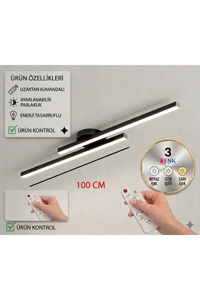 laaysa 3 Renk Yanabilen Modern Tavan Koridor Aydınlatması Çubuk LED Lineer Av...