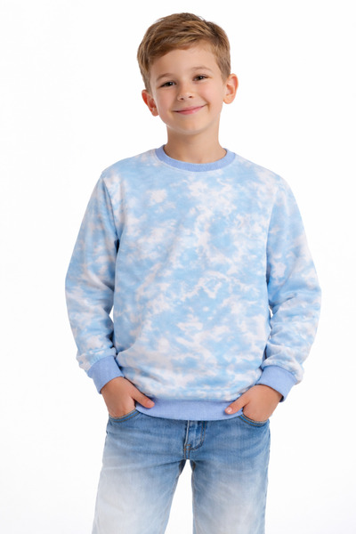 Bonbelle Bulut Patterned Blue White Comfortable Sweatshirt for Boys/Girls