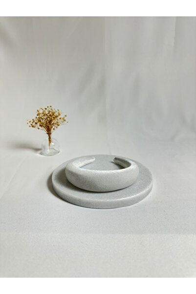 MegssStore White Thick Curved Velvet Crown Hair Band