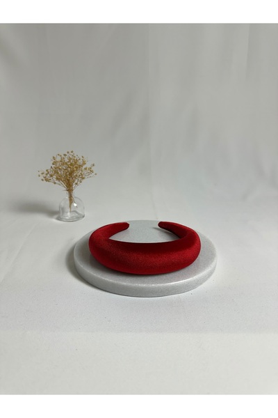 MegssStore Red Thick Curved Velvet Crown Hair Band