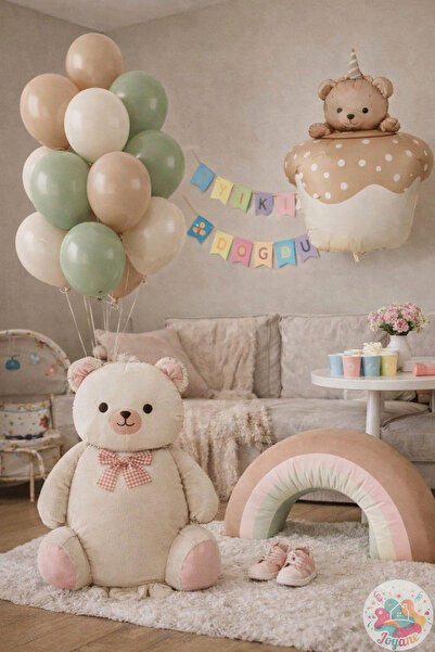 Joyane Retro Rainbow Balloon Concept with Bear | Cream Bear, Cake & Retro Pas...