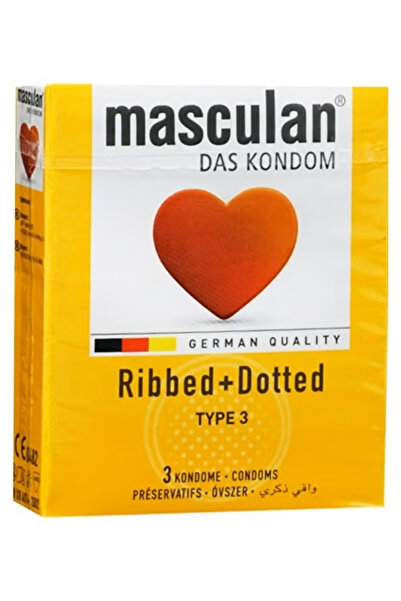 Masculan واق ذكري مضلع + محبب من 3 قطع