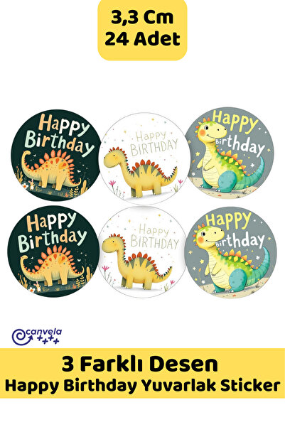 İstisna 3 Farklı Desen Happy Birthday Yuvarlak Desenli Olsun Sticker Çıkartma...