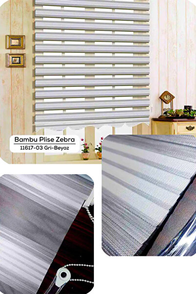 YS PERDE TASARIM Lux Keten Plise Renk Geçişli Zebra Stor Perde, Alüminyum Kas...
