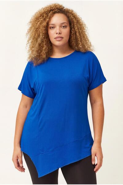 Ebsumu بلوزة زرقاء غير رسمية بمقاس كبير للنساء