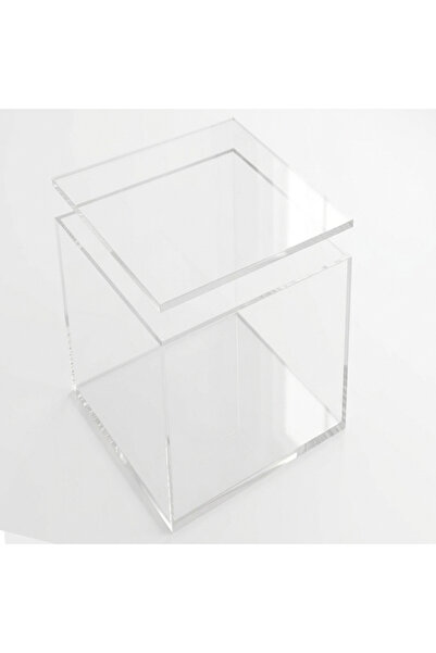 Trend Pleksi Şeffaf Kapaklı Çok Amaçlı Saklama Kutusu (20cm x 20cm x 15cm)