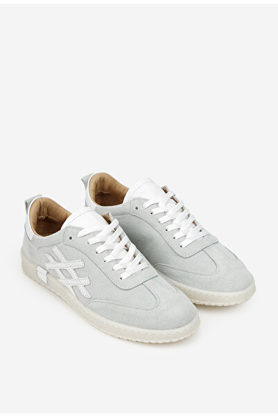 Dasha Pantofi dama NUR gri deschis cu alb din piele intoarsa