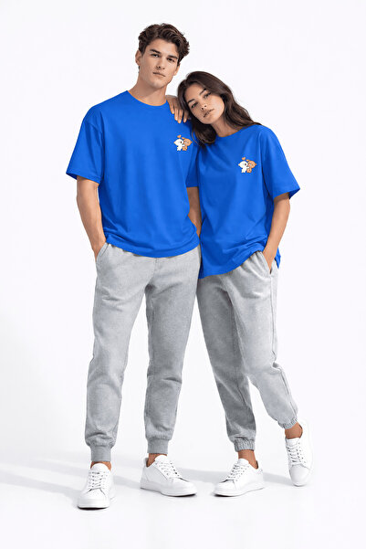 NEVERMIND Dear Couple Teddy Bear Printed Pair T-Shirt Oversized Unisex Partne...