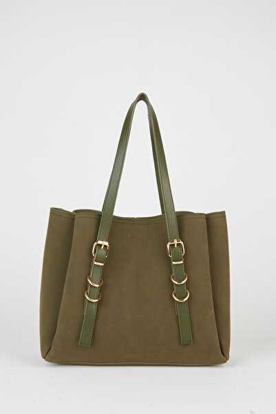 Vivaq Дамска чанта Haki Gül с 3 отделения, изработена от нубук, с закопчаване...