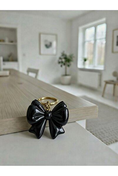 Handmade Siyah Fiyonk Tasarım Anahtarlık - Coquette Aesthetic Çanta Aksesuarı