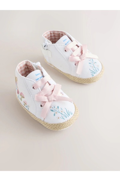 Next Baby Beyaz/Pembe Karakterli Bebek Yüksek Bilekli Panduf Spor Ayakkabı