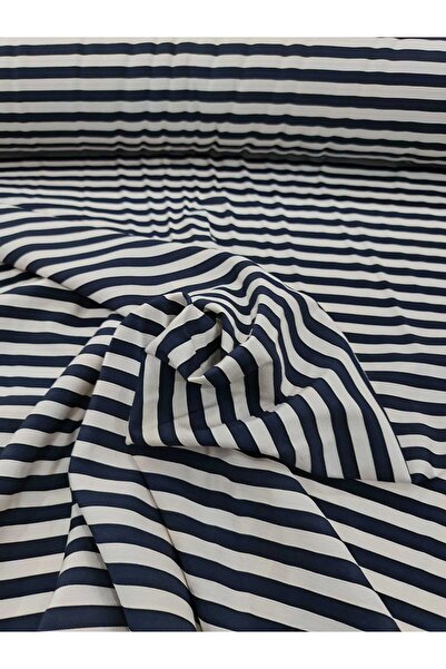 GrandTekstil Viskon Lacivert Beyaz Çizgili Kumaş – Esnek Yumuşak Dokulu Günlü...