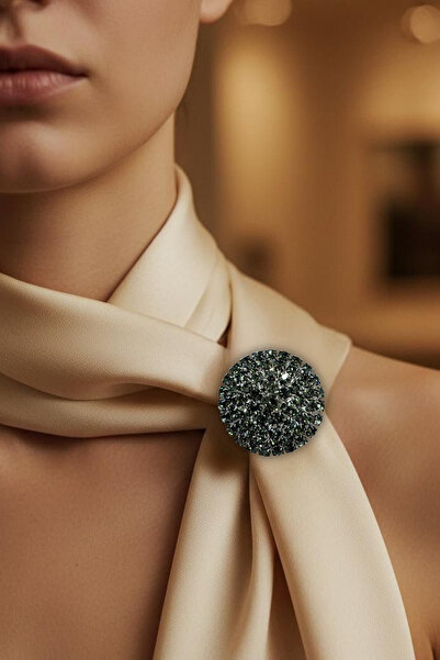 Trend aksesuar Yuvarlak Taşlı Şık Broş