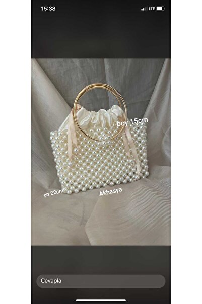 AKHASYA İNCİ BONCUKLU HALKALI MODEL ÇANTA