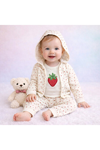 Happy Baby Butik مجموعة ناينوم المكونة من 3 قطع 100% قطن بغطاء رأس طقم بناتي ...