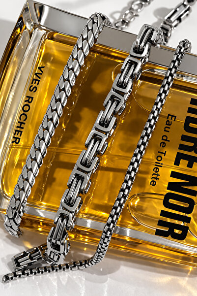 Naviforce Men's Steel Bracelet 3-Piece Combination Set