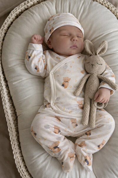 Lunar Stars : 100% Cotton Bear Pattern 5-Piece Newborn Baby Set Hospital Rele...