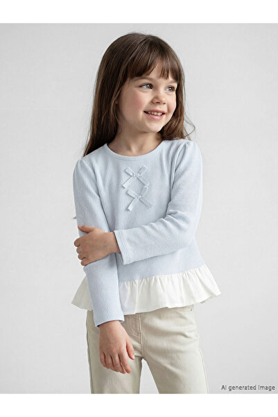 LC Waikiki LCW Kids Blue Sa mašnom majica za devojčice