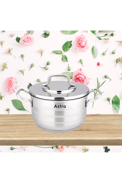 Astra 28cm Premium Stainless Steel Casserole Pot | 18/10 Cr-Ni Cooking Pot | Induction | Healthy Cooking