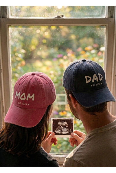 emybox Mom Dad Çift Şapka - Yıkamalı Eskitme Kumaş Ayarlanabilir Ölçü Tokalı ...