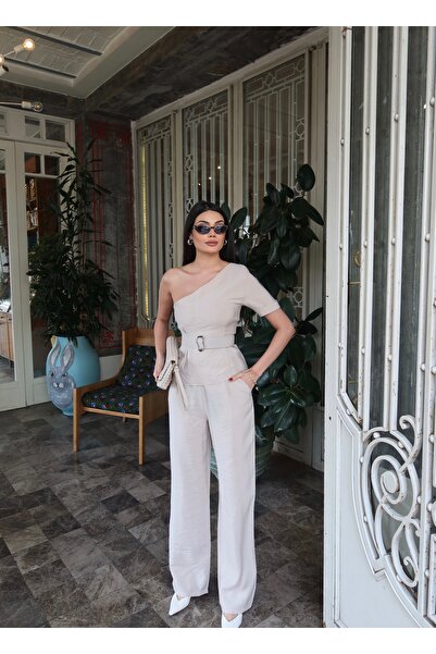 KECHİ WOMAN Tencel Fabric One-Shoulder Set of Belt