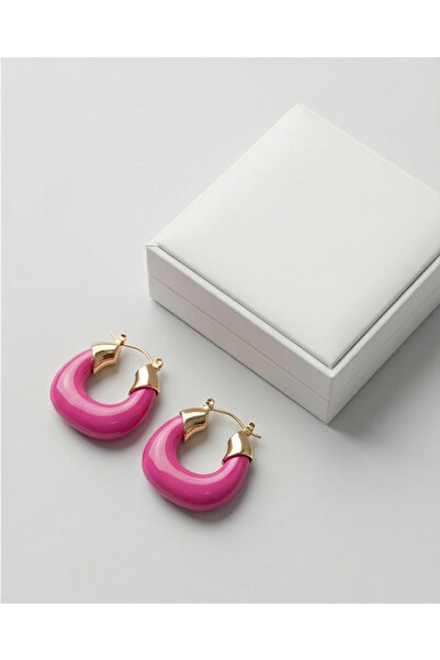 HOSBUTIK Gold pink color za earrings