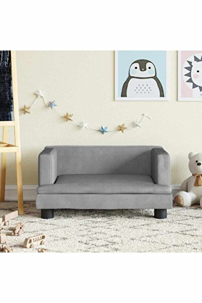 Concept Canapea pentru copii, gri, 60x40x30 cm, catifea