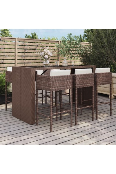 Concept Set de bar pentru grădină cu perne, 7 piese, maro, poliratan