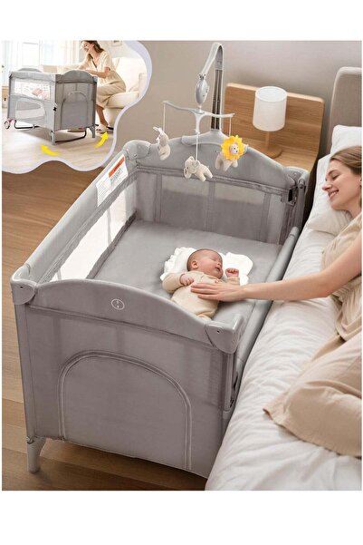 LATAFAH سرير أطفال 5 في 1 للنوم المشترك مع مهد وحظيرة لعب - سرير أطفال قابل ل...