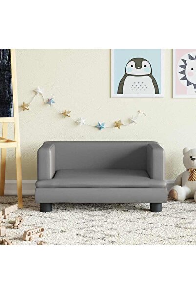 Concept Canapea pentru copii, gri, 60x40x30 cm, piele ecologică