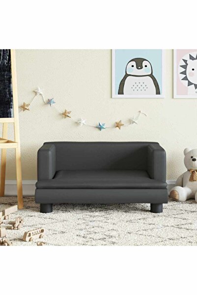 Concept Canapea pentru copii, negru, 60x40x30 cm, piele ecologică