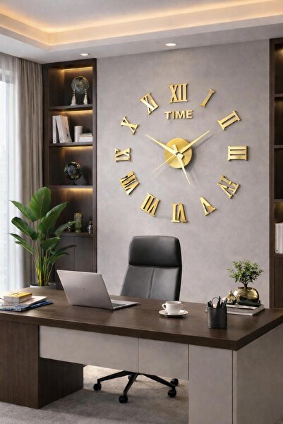 ArliaDesign Dekoratif 3D Duvar Saati Pleksi (Gold) / RAKAM BOYLARI 7 X 10 cm ...