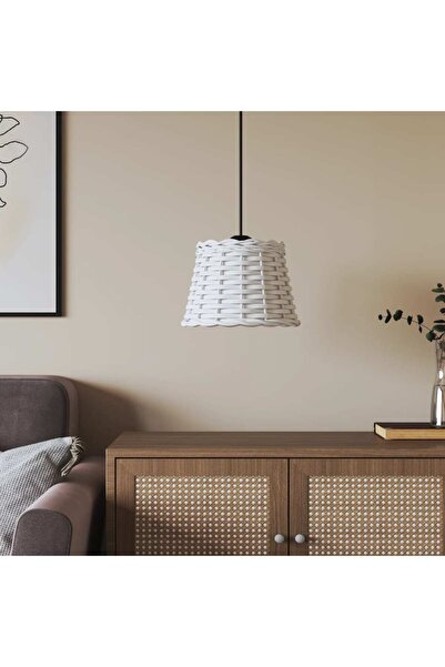 Concept Abajur lustră, alb, Ø20x15 cm, răchită