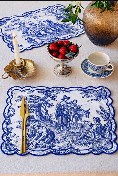 Diva Home French Peasant Pattern 2 Pieces Placemat I Water Repellent