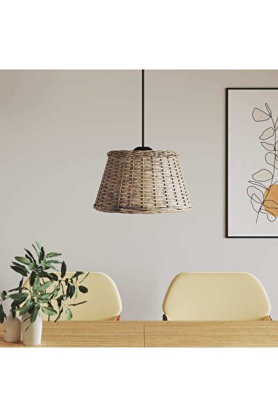 Concept Abajur lustră, maro, Ø50x30 cm, răchită