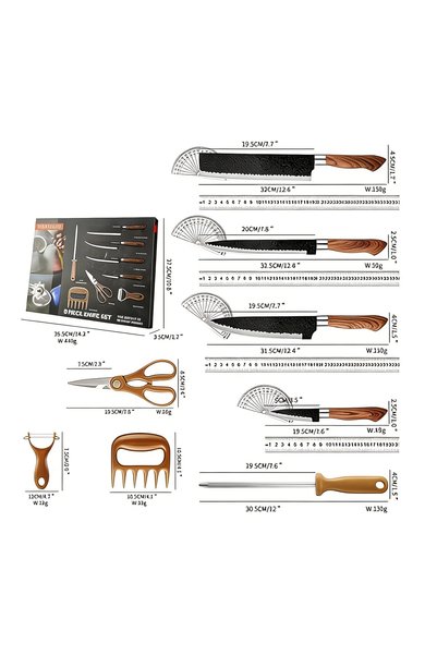 OSOOKE 8-Piece Stainless Steel Kitchen Knife Set, Rust-Proof Sharp Easy Clean, Includes Scissors Peeler