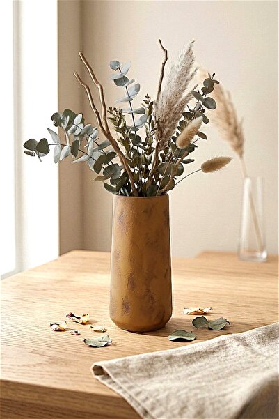 Binbirdemet Patina Dokulu Dekoratif Vazo – El Yapımı Kabartma Eskitme Vazo