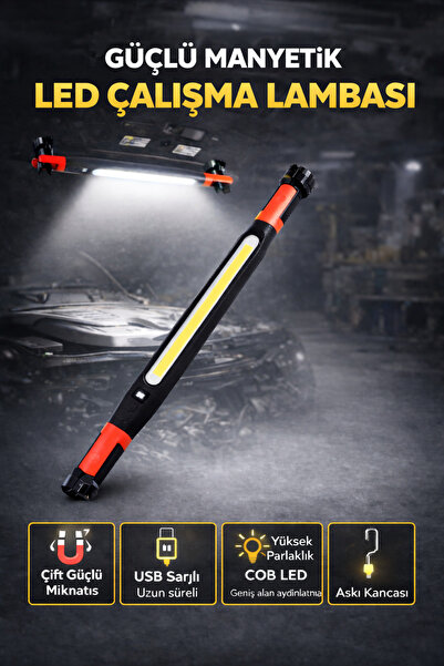 Edison Manyetik Askılı LED Çalışma Lambası 40W 4000 Lümen Şarjlı Tamir Lambas...