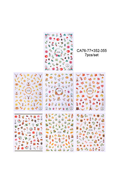 choice2 CA76-77 352-355 3/4/7pcs 3D Autumn Winter Nail Art Stickers Pumpkin M...