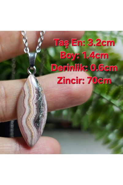 Singincraft Rodokrozite Steel Chain Natural Stone Necklace-8- (Handmade Design Products)