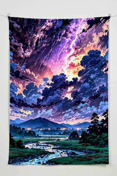 Charmbi Tapiserie de perete Rainbow Clouds RPG – Tapiserie de perete de dimen...