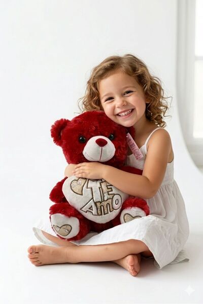 Bionic Heart Teddy Bear - Soft Plush Toy in 3 Colors (Pink, Red, Cream) - Per...