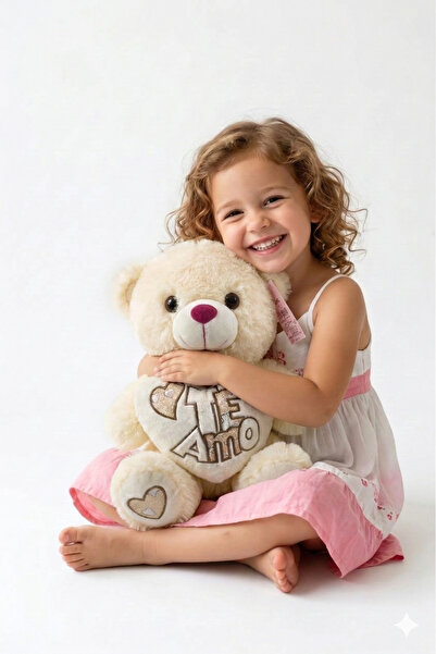 Bionic دمية دب على شكل قلب - لعبة وبري ناعمة بثلاثة ألوان (وردي، أحمر، كريمي)...