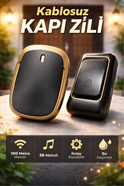 Montbell Kablosuz Kapı Zili 100m Menzil 36 Melodi Su Geçirmez Kolay Kurulum Z...