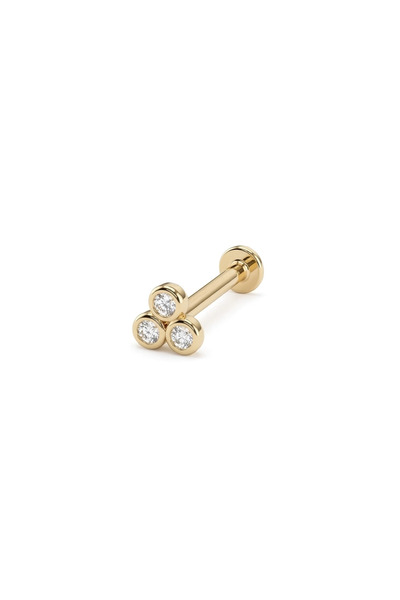 Giallo Lusso 14 Ayar Altın 3 Taşlı Minimal Trinity Tragus Piercing