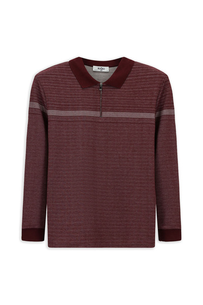 Kiğılı Polo Collar Regular Fit Patterned Zipper Sweatshirt