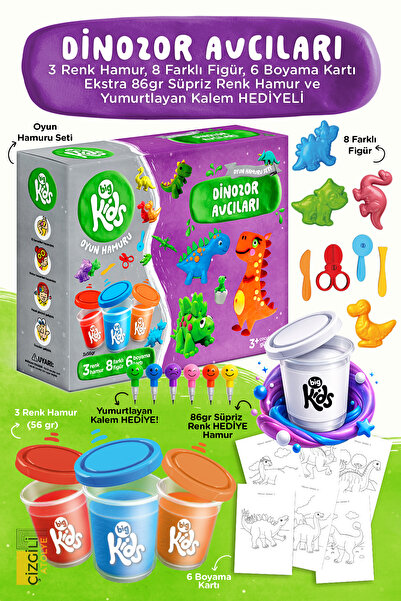 BigKidsToys Dinozor Avcıları Oyun Hamuru Seti - 3+ Yaş Eğitici Hediyeli Aktiv...
