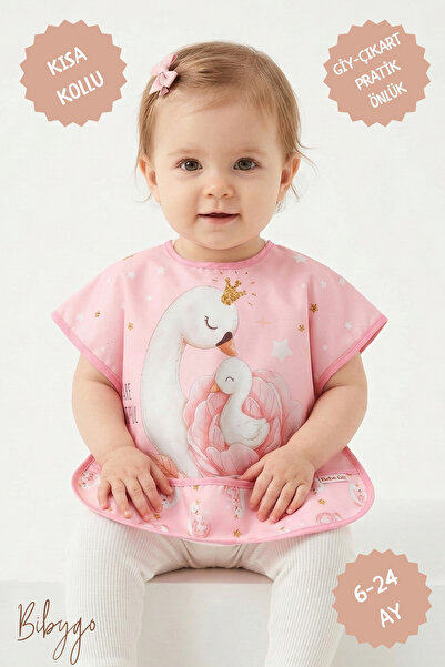 Bibygo Kuğu Desen Kısa Kollu Bağlamalı Ayarlanabilir Sıvı Geçirmez Aktivite v...